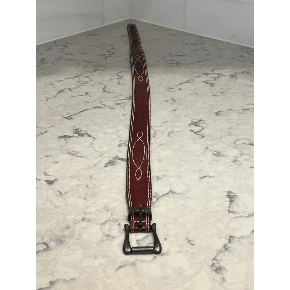 Leonardo Red Italian Leather Belt‎ Western 75/90, 1